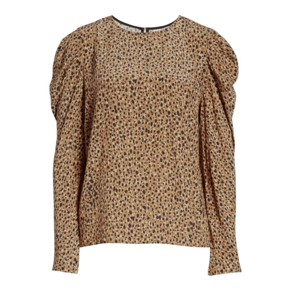 Dolan Animal Print Long Puff Sleeve Crew Neck Casual Pullover Top Women’s Small - Picture 4 of 10
